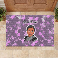 Rosa Parks Rubber Doormat Purple Floral Pattern Civil Rights Tribute Bold Name Repeated Text Design - Wonder Print Shop