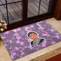 Rosa Parks Rubber Doormat Purple Floral Pattern Civil Rights Tribute Bold Name Repeated Text Design - Wonder Print Shop