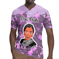 Rosa Parks Rugby Jersey Purple Floral Pattern Civil Rights Tribute Bold Name Repeated Text Design TS04