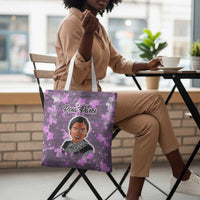 Rosa Parks Tote Bag Purple Floral Pattern Civil Rights Tribute Bold Name Repeated Text Design - Wonder Print Shop