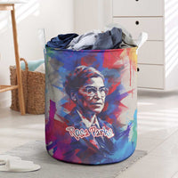 Rosa Parks Laundry Basket Red Blue Abstract Art Portrait Sitting Down to Stand Up Quote Civil Rights Tribute - Wonder Print Shop