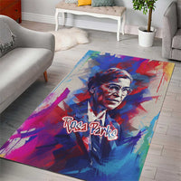 Rosa Parks Area Rug Red Blue Abstract Art Portrait Sitting Down to Stand Up Quote Civil Rights Tribute - Wonder Print Shop