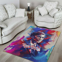 Rosa Parks Area Rug Red Blue Abstract Art Portrait Sitting Down to Stand Up Quote Civil Rights Tribute - Wonder Print Shop