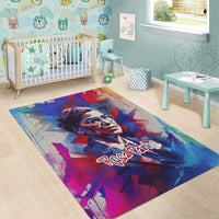 Rosa Parks Area Rug Red Blue Abstract Art Portrait Sitting Down to Stand Up Quote Civil Rights Tribute - Wonder Print Shop