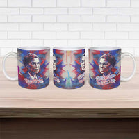 Rosa Parks Ceramic Mug Red Blue Abstract Art Portrait Sitting Down to Stand Up Quote Civil Rights Tribute - Wonder Print Shop