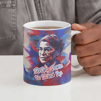 Rosa Parks Ceramic Mug Red Blue Abstract Art Portrait Sitting Down to Stand Up Quote Civil Rights Tribute - Wonder Print Shop