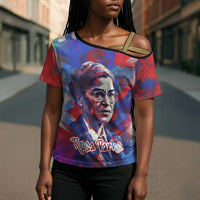 Rosa Parks Cross Shoulder Shirt Red Blue Abstract Art Portrait Sitting Down to Stand Up Quote Civil Rights Tribute - Wonder Print Shop
