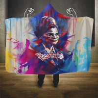 Rosa Parks Hooded Blanket Red Blue Abstract Art Portrait Sitting Down to Stand Up Quote Civil Rights Tribute - Wonder Print Shop