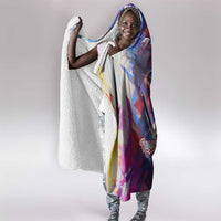 Rosa Parks Hooded Blanket Red Blue Abstract Art Portrait Sitting Down to Stand Up Quote Civil Rights Tribute - Wonder Print Shop