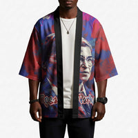 Rosa Parks Kimono Red Blue Abstract Art Portrait Sitting Down to Stand Up Quote Civil Rights Tribute - Wonder Print Shop