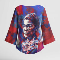 Rosa Parks Kimono Sleeve Blouse Red Blue Abstract Art Portrait Sitting Down to Stand Up Quote Civil Rights Tribute - Wonder Print Shop