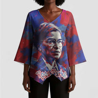 Rosa Parks Kimono Sleeve Blouse Red Blue Abstract Art Portrait Sitting Down to Stand Up Quote Civil Rights Tribute - Wonder Print Shop