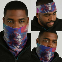 Rosa Parks Neck Gaiter Red Blue Abstract Art Portrait Sitting Down to Stand Up Quote Civil Rights Tribute - Wonder Print Shop
