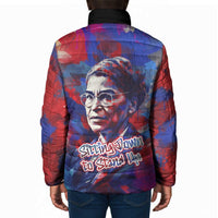 Rosa Parks Padded Jacket Red Blue Abstract Art Portrait Sitting Down to Stand Up Quote Civil Rights Tribute - Wonder Print Shop