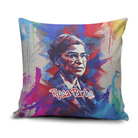 Rosa Parks Pillow Cover Red Blue Abstract Art Portrait Sitting Down to Stand Up Quote Civil Rights Tribute - Wonder Print Shop