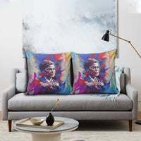 Rosa Parks Pillow Cover Red Blue Abstract Art Portrait Sitting Down to Stand Up Quote Civil Rights Tribute - Wonder Print Shop