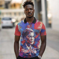 Rosa Parks Polo Shirt Red Blue Abstract Art Portrait Sitting Down to Stand Up Quote Civil Rights Tribute TS04