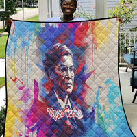 Rosa Parks Quilt Red Blue Abstract Art Portrait Sitting Down to Stand Up Quote Civil Rights Tribute - Wonder Print Shop
