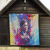 Rosa Parks Quilt Red Blue Abstract Art Portrait Sitting Down to Stand Up Quote Civil Rights Tribute - Wonder Print Shop