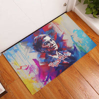 Rosa Parks Rubber Doormat Red Blue Abstract Art Portrait Sitting Down to Stand Up Quote Civil Rights Tribute - Wonder Print Shop