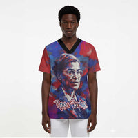 Rosa Parks Scrub Top Red Blue Abstract Art Portrait Sitting Down to Stand Up Quote Civil Rights Tribute - Wonder Print Shop