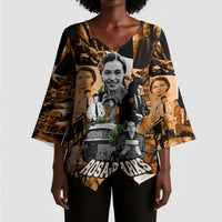 Rosa Parks Kimono Sleeve Blouse Sepia Collage Design Civil Rights Icon I Believe There Is Only One Race Quote - Wonder Print Shop