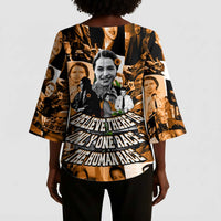 Rosa Parks Kimono Sleeve Blouse Sepia Collage Design Civil Rights Icon I Believe There Is Only One Race Quote - Wonder Print Shop