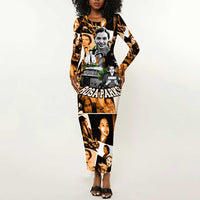 Rosa Parks Long Sleeve Bodycon Dress Sepia Collage Design Civil Rights Icon I Believe There Is Only One Race Quote - Wonder Print Shop