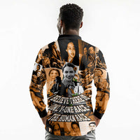 Rosa Parks Long Sleeve Polo Shirt Sepia Collage Design Civil Rights Icon I Believe There Is Only One Race Quote - Wonder Print Shop