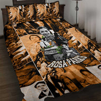 Rosa Parks Quilt Bed Set Sepia Collage Design Civil Rights Icon I Believe There Is Only One Race Quote - Wonder Print Shop
