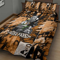 Rosa Parks Quilt Bed Set Sepia Collage Design Civil Rights Icon I Believe There Is Only One Race Quote - Wonder Print Shop