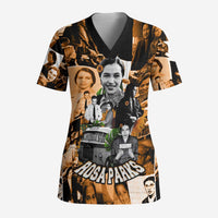 Rosa Parks Scrub Top Sepia Collage Design Civil Rights Icon I Believe There Is Only One Race Quote - Wonder Print Shop