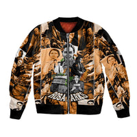 Rosa Parks Sleeve Zip Bomber Jacket Sepia Collage Design Civil Rights Icon I Believe There Is Only One Race Quote - Wonder Print Shop