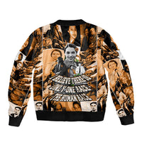 Rosa Parks Sleeve Zip Bomber Jacket Sepia Collage Design Civil Rights Icon I Believe There Is Only One Race Quote - Wonder Print Shop