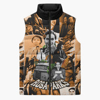 Rosa Parks Sleeveless Puffer Jacket Sepia Collage Design Civil Rights Icon I Believe There Is Only One Race Quote - Wonder Print Shop