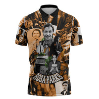 Rosa Parks Zipper Polo Shirt Sepia Collage Design Civil Rights Icon I Believe There Is Only One Race Quote - Wonder Print Shop