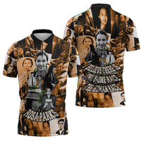 Rosa Parks Zipper Polo Shirt Sepia Collage Design Civil Rights Icon I Believe There Is Only One Race Quote - Wonder Print Shop