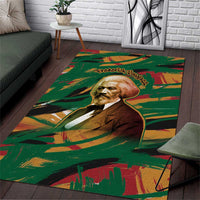 Frederick Douglass Area Rug Green Abstract Design Civil Rights Leader Quote on Race and Humanity - Wonder Print Shop