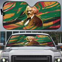 Frederick Douglass Auto Sun Shade Green Abstract Design Civil Rights Leader Quote on Race and Humanity - Wonder Print Shop