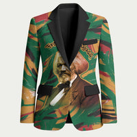 Frederick Douglass Blazer Green Abstract Design Civil Rights Leader Quote on Race and Humanity - Wonder Print Shop
