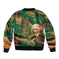 Frederick Douglass Bomber Jacket Green Abstract Design Civil Rights Leader Quote on Race and Humanity - Wonder Print Shop