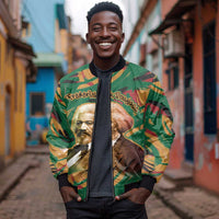 Frederick Douglass Bomber Jacket Green Abstract Design Civil Rights Leader Quote on Race and Humanity - Wonder Print Shop