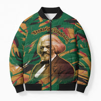 Frederick Douglass Bomber Puffer Jacket Green Abstract Design Civil Rights Leader Quote on Race and Humanity - Wonder Print Shop