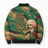 Frederick Douglass Bomber Puffer Jacket Green Abstract Design Civil Rights Leader Quote on Race and Humanity - Wonder Print Shop