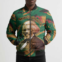 Frederick Douglass Bomber Puffer Jacket Green Abstract Design Civil Rights Leader Quote on Race and Humanity - Wonder Print Shop