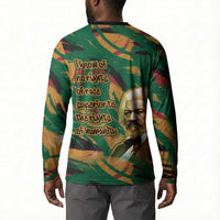Frederick Douglass Button Sweatshirt Green Abstract Design Civil Rights Leader Quote on Race and Humanity