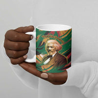 Frederick Douglass Ceramic Mug Green Abstract Design Civil Rights Leader Quote on Race and Humanity - Wonder Print Shop