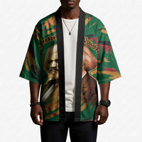 Frederick Douglass Kimono Green Abstract Design Civil Rights Leader Quote on Race and Humanity - Wonder Print Shop