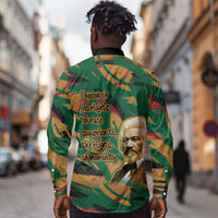 Frederick Douglass Long Sleeve Button Shirt Green Abstract Design Civil Rights Leader Quote on Race and Humanity - Wonder Print Shop