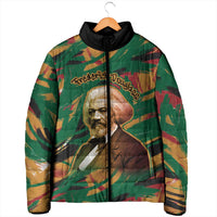 Frederick Douglass Padded Jacket Green Abstract Design Civil Rights Leader Quote on Race and Humanity - Wonder Print Shop